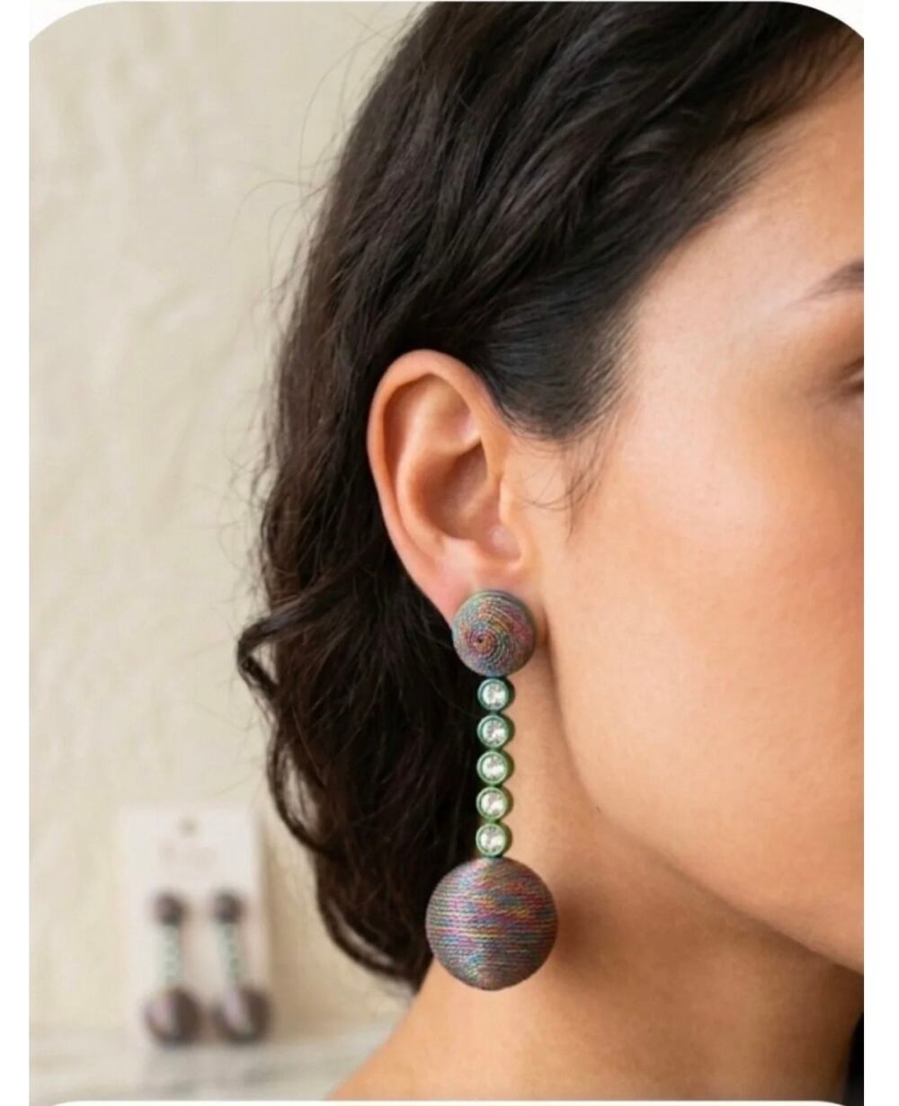 NWT Tuckernuck Chrome Drop Lantern Earring Multicolor Rainbow Statement